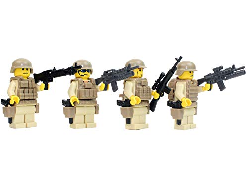 US Army Infantry Soldiers Squad - 4 Men Pack - Custom Brick Builder Minifigures by CombatBrick