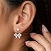 925 Sterling Silver Plated Bow Earrings for Women, Pearl Bowknot Drop Dangle Trendy Earrings, Cute Dainty Bow Jewelry Accessory Gifts for Wedding Prom Party