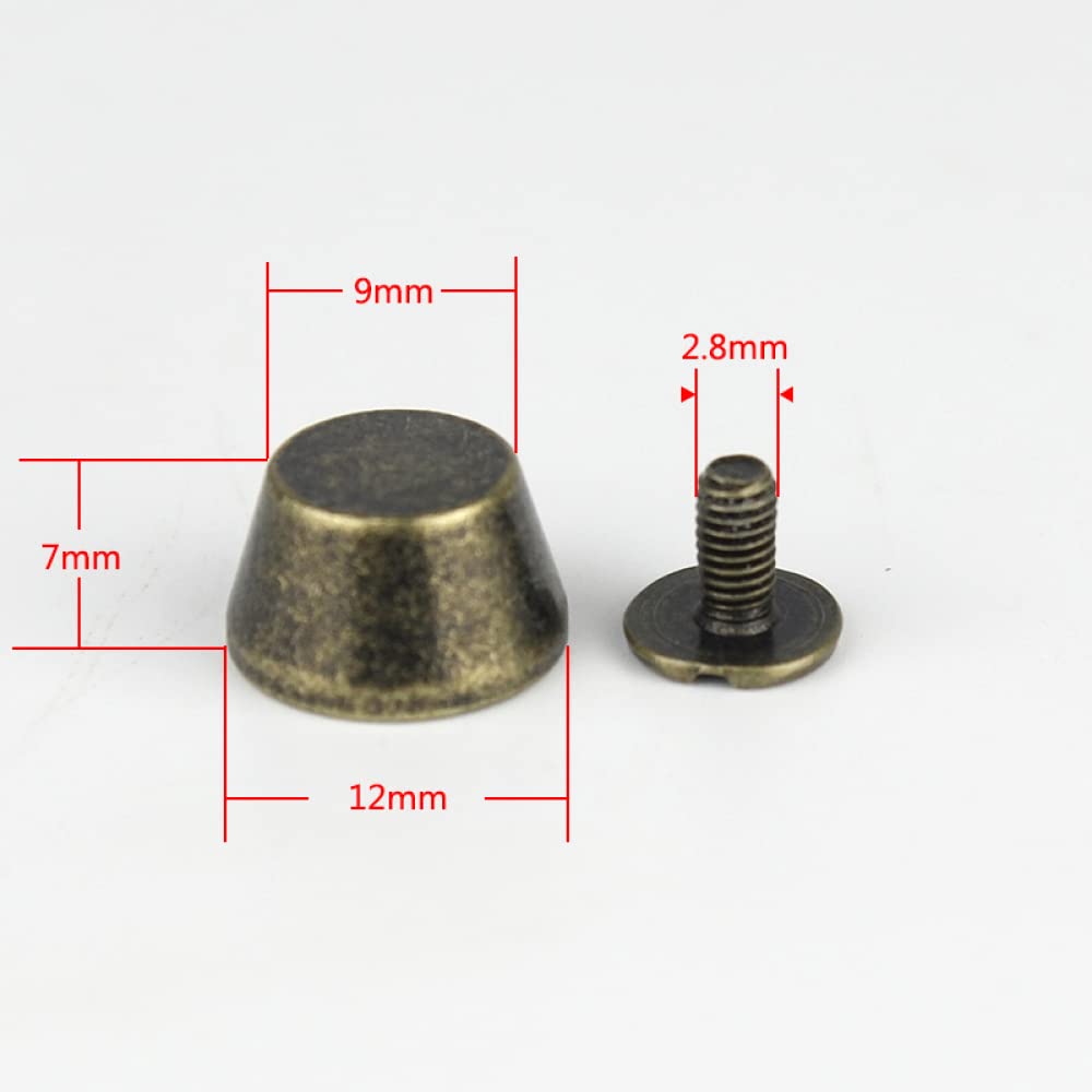 Śruby Chicago, nity skórzane, 5 szt. 12 X 7 mm dno torebki ochronne nóżki gwóźdź kształt wiadra płaskie szpilki śruba z powrotem kolce nity(Gold1)