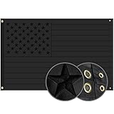 Heavy Duty All Black American Flag, 3x5 Ft, 4 Brass Grommets, Embroidered Stars, Sewn Stripes, Multi-purpose Outdoor & Indoor Standard USA Flag for Bedroom, Room & Wall
