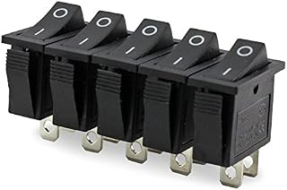 ESUMIC® ON-OFF 2 Position SPST 2 Pin Snap in Rocker Switch 16A/250V 20A/125V AC Black 6 Pack