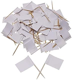 Penta Angel 100Pcs White Toothpick Flags Cheese Markers Mini Blank Paper Flag Labeling Marking Picks Fruit Cocktail Sticks Cake Cupcake Food Cheeseplate Toppers DIY Party Decoration