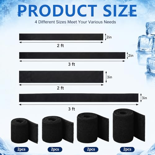 TrelaCo 8 Pcs Ice Pack Extender Straps Elastic Hook and Loop Extension Straps Adjustable Black Reusable Ice Belt Extender Add Length to Most Hot Cold Therapy, 4 Sizes for Improved Comfort and Fit - Image 2