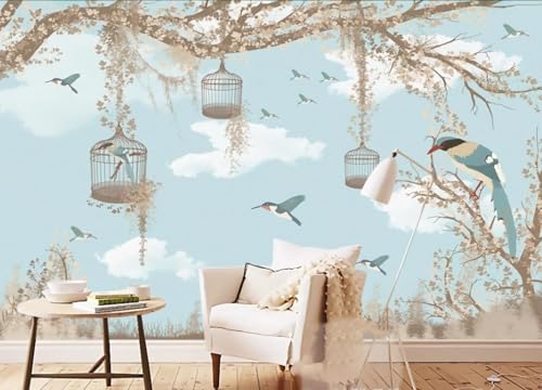 Papier peint panoramique bande dessinée dans les bois enfant