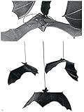 6 Rubber Hanging Bats on Strings - 13 Inch