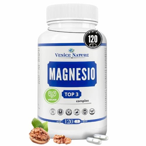 Magnesio Puro Citrato, Bisglicinato y Óxido 120 Cápsulas Veganas