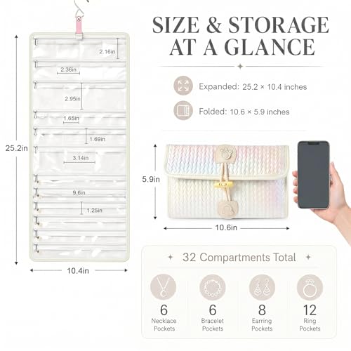 Steadtep 32-Pocket Hanging Jewelry Organizer and Foldable Travel Roll by Steadtep - Used condition - Image 2