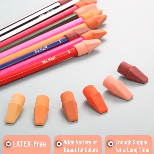 Image of Mr. Pen- Pencil Top Erasers, 120 Pack, 6 Different Sunset Orange Colors, Latex-Free & No Smudge Pencil Eraser Tops