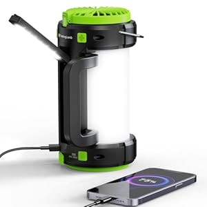 Rechargeable LED Camping Lantern,4000mAh Outdoor Camping Lantern,Portable Flashlights with 3 Modes Fan,7 Modes Light,Phone Charger,Waterproof Hurricane Lanterns for Emergency, Outdoor,Power Outage