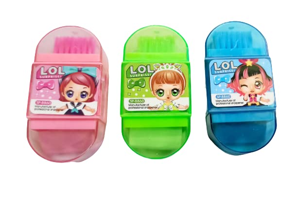 AK Store (Pack of 3) Cute Doll Design 3-in-1 Pencil Eraser, Sharpener and Brush for School Going Kids, Girls, Birthday Return Gift, Multi Colors (B0BRWNLDYJ) Amazon Price History, Amazon Price Tracker