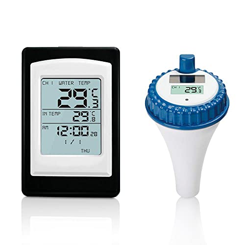 Wireless Pool Thermometer, Solar Remote Digital Easy Read Indoor Outdoor Floating Thermometer for Swimming Pool, Spa Pool, Hot Tubs, Aquariums and Fish Ponds