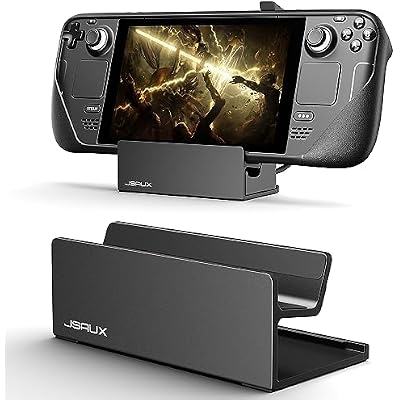 JSAUX Stand Compatible with Official Steam Deck Dock and Steam Deck/Steam Deck OLED/ROG Ally with Case, Frosted Aluminum Alloy Playstand for Steam Deck, Anti-Slip Holder for Valve Steam Deck/ROG Ally