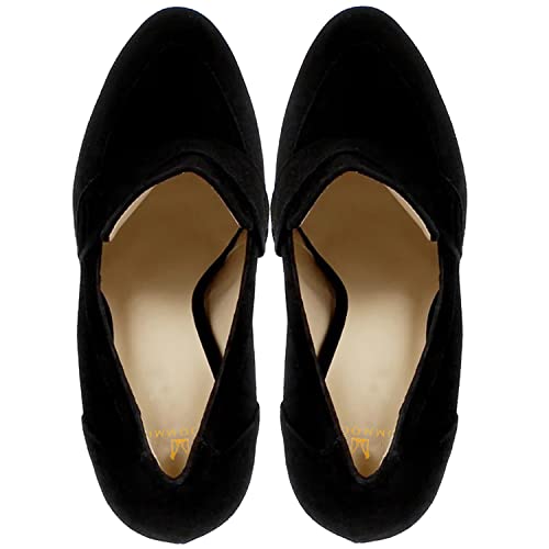 Image of MOOMMO Women Chunky Block Heel Pumps Round Closed Toe Slip On Oxford Loafers Shoes High Heels Snakeskin Work Pump Suede Loafer for Office Ladies Classic Formal Business Professional 4-13 M US