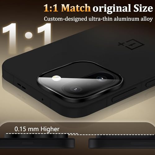 Image of 4YouQuality Camera Lens Protector Compatible with OnePlus 15R ( Black ) | 9H Tempered Glass Camera Guard | Military-Grade Protection | Scratch & Impact Resistant | HD Clear | Perfect Fit Design | Easy Installation | Pack of 1