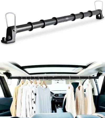 Car Clothes Hanger Bar, Adjustable 30-62 Inch Heavy Duty Garment ...