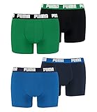 PUMA Herren Boxershorts Unterhosen 100004386 4er Pack, Wäschegröße:XL, Artikel:-420 True Blue + 035 Amazon Green