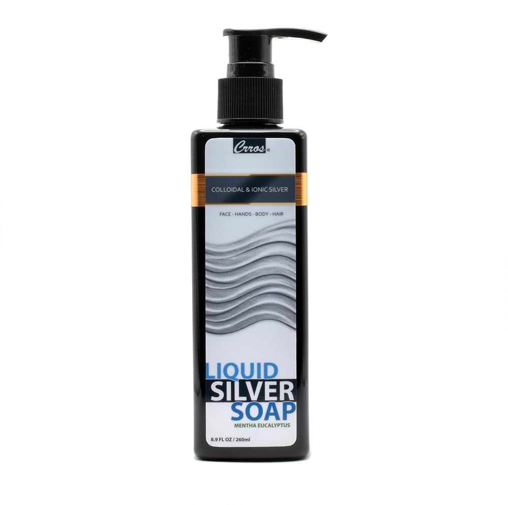Colloidal silver body wash - Natural, gentle, soft, sulfate SLS, SLES, paraben free, for face, hands, body - eucalyptus & spearmint 8,9fl oz/260 ml