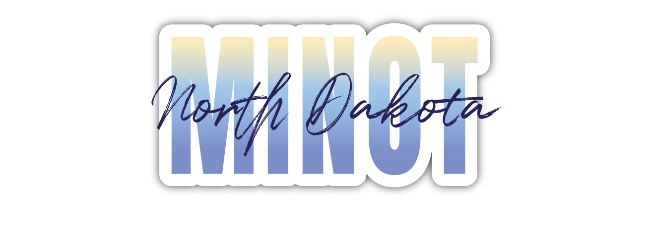 Minot North Dakota Souvenir 2-Inch Vinyl Decal Sticker Script Design 2 Inch|Sticker