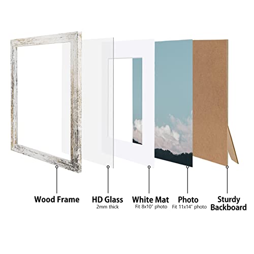 Califortree Rustic White 11X14 Picture Frame - Display Photos 8X10 With Mat Or 11X14 Without Mat - Hd Glass Inside, Horizontal And Vertical Display For Wall - Set Of 2 #TOP4