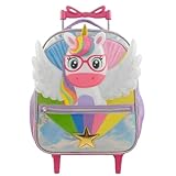 Mochila Infantil Com Rodinhas Para Menina Unicórnio, Arco-Íris Tamanho Grande (ROXO)