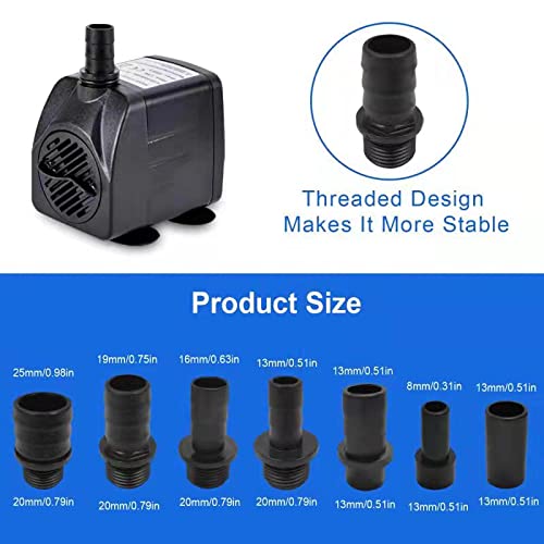 Submersible Fountain Pump Nozzle Kit, Replaceable With 7 Sizes Of Plastic Nozzles For Aquarium Pumps, 8 Rubber Suction Cups, Fountain Pump Accessories #TOP1