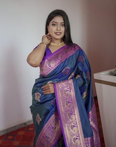 Pandadi Saree teal paithani silk saree – image 6