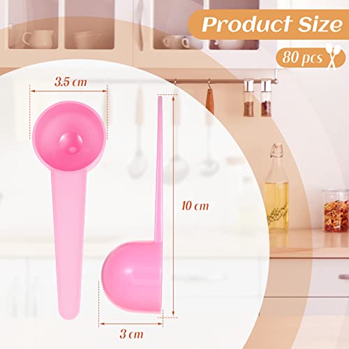 80 Pack Plastic Scoop Tablespoon Measuring Spoons 20 Ml Coffee Scoops Teaspoon Long Handle Scoop For Measuring Coffee Grains Spices Protein Pet Food (Pink) #TOP1