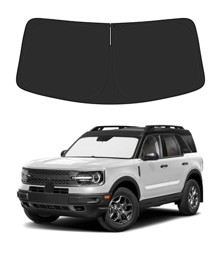 BIBLOZ Car Windshield Sun Shade for Ford Bronco Sport 2021-2025 2026 Accessories Foldable Car Sunshade Front Windshield Sun Visor PET Reflective Material(Not for Bronco)