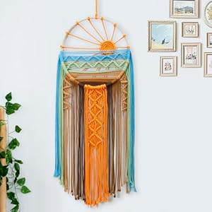 Sunset Wall Art Dream Catcher – Macrame Wall Hanging Large Dreamcatchers, Hand Woven Boho Tapestry Colorful Sun Wall Decor for Bedroom Nursery Living Room Nursery (Sunset)