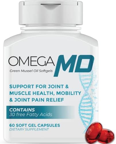 Omega Joint Support Supplement - Natural Muscle Support, Green Lipped Mussel Oil, Max Omega 3-6-9, 10x Better Than Fish Oils, SoftGels, Drug-Free (60 Count (Pack of 1))