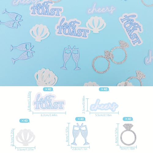 Image of 200psc Last Toast on the Coast Confetti - Last Toast Bachelorette Party Decorations, Ocean Bridal Shower Confetti, Beach and Coastal Bachelorette Party Decor, Shimmery Seashell and Ring Confeti