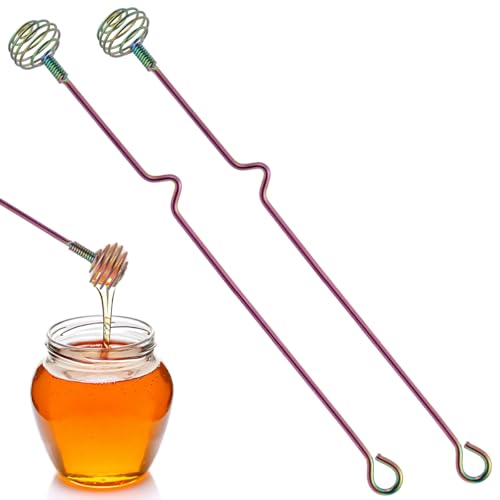 PYGHAP - Cucchiai da miele, cucchiaio per miele e sciroppo, 25,9 cm, manico lungo, in acciaio inox, con gancio, per mescolare barattoli di marmellata di miele, 2 pezzi