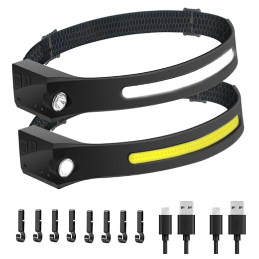 WEDNBR The Ultimate Hands-Free Headlamp 2-Pack: 230° Beam & Motion Sensor - Rechargeable, Weatherproof, 2-Light Source for Adults & Kids