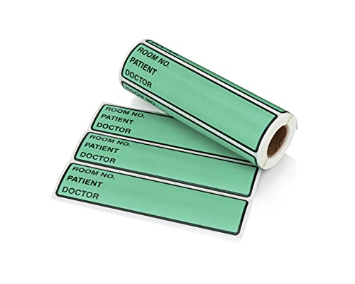 Image of Carstens Patient I.D. Adhesive Medical Chart Labels for 1.5 inch - 4 inch Ring Binder Spines - Pre-Printed Sticker Labels (Room No. / Patient /Doctor), 5 3 /8 inch x 1 3 /8 inch, Aqua, Roll of 200