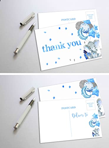 Yuansail Baby Shower Thank You Postcards, Blue Elephant Appreciation Post Cards, 25 Cards – (Bb006-Ganxie) #TOP3