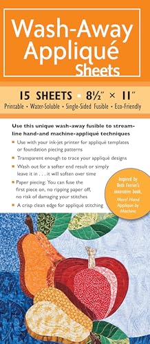 Wash-Away Appliqué Sheets: 15 Sheets - 8 1/2' x 11' - Printable - Water Soluble - Single-Sided Fusible - Eco-Friendly