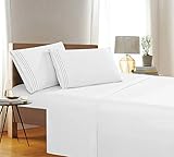 Elegant Comfort Tamaño individual/individual XL: sábana encimera de 66 x 96 pulgadas, sábana bajera de 39 x 75 pulgadas, 1 funda de almohada estándar de 20 x 30 pulgadas. Se adapta a colchones de hasta 16 pulgadas. Espesor, suavidad y calidez, transpirable y de larga duración, más fuerte y más duradero que el algodón, con las costuras más fuertes para evitar desgarros, sábana bajera totalmente elástica para colchones de hasta 16 pulgadas de grosor, resistente a las arrugas y a la decoloración, lavable en agua fría y de secado rápido