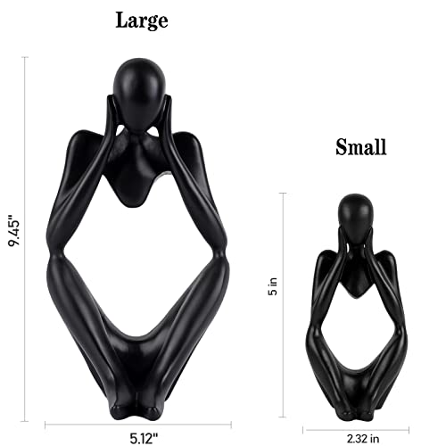 Ozzptuu Black Resin Thinker Style Abstract Sculpture Statue Collectible Figurines Home Office Bookshelf Desktop Decor (Focus)