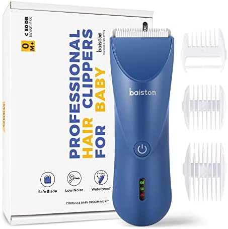 Baistom Baby Hair Clippers, Quiet Hair Trimmer for Kids, Waterproof Rechargeable Cordless Baby Hair Cutting Kit for Infant and Toddler (Blue)