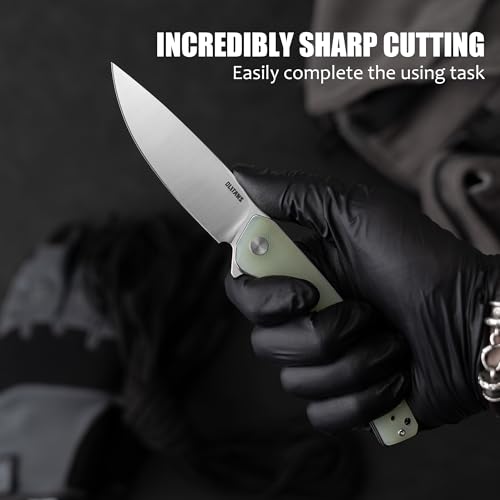OLITANS G066 Folding Knife 3.5" D2 Blade With G10 Handle Camping Pocket Knife Lightweight Outdoor EDC by OLITANS - Image 2