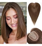 HAIRCUBE Hair Toppers for Women Real Human Hair No Bangs 5 * 5.5 inch Base 14 inch Medium Brown H...