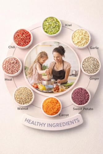 Image of Manual Push Chopper Gift for Mummy, Gift for Kitchen - Hand Press Vegetable & Fruit Cutter with Five Stainless Steel Blades, Multipurpose Onion, Salad,Ginger,Garlic, Tomato & Nuts