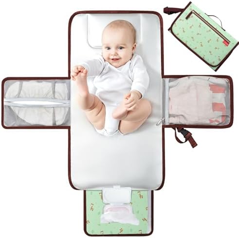 Lekebaby Tragbare Wickelunterlage Baby Reise Wickelunterlage mit Wischtasche,Zebramuster
