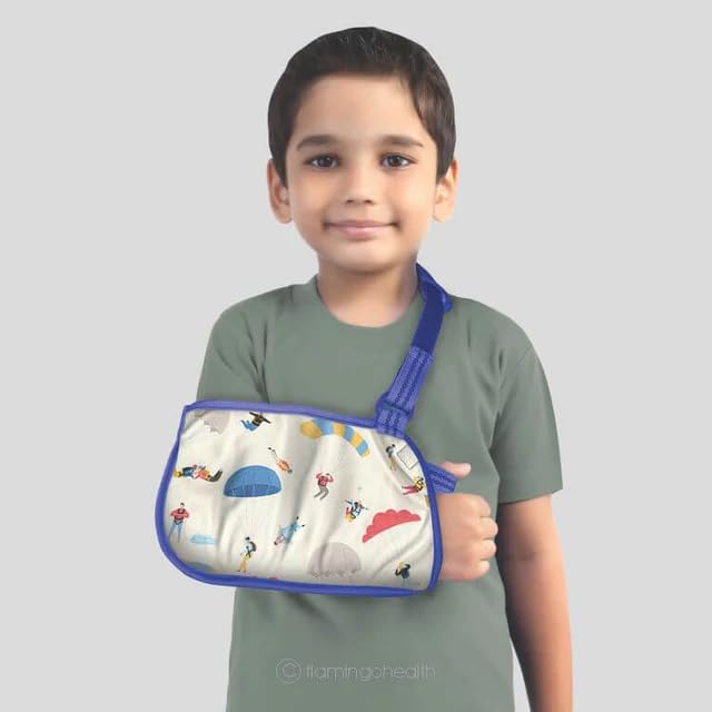Flamingo Pediatric Arm Sling | Tropical Design Arm Support for Kids | Lightweight & Adjustable Child Arm Brace for Injuries, Fractures, Sprains – Comfortable Sling for Boys & Girls | Small |