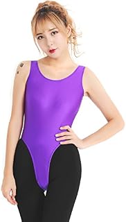 Speerise Womens One Piece Tank High Cut Leotard Thong Bodysuit, Purple, S