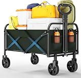 Koioplie 220L Faltbarer Schwerlast Bollerwagen, 172kg-200kg Traglast Transportwagen mit 360°Geländerädern,Stahlrahmen,600D Oxford PVC,Seitentasche,Verstellbarer Griff,für Outdoor Camping,Garten,Strand