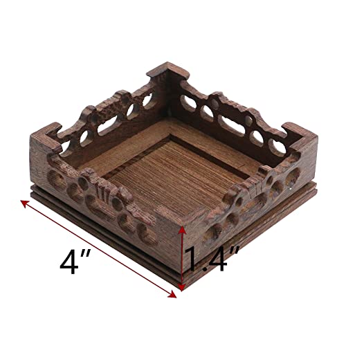 Pufguy Traditional Craft Wooden Base Wood Display Stand Oriental Square Shape Pedestal 4" X 4" #TOP1