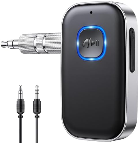 Glangeh Bluetooth Adapter Auto, Upgraded Lärmminderung 3,5mm Aux Empfänger | 16H Standby, Dual Verbindung Bluetooth 5.3 receiver Klinke für KFZ Auto Audio System, Kopfhörer, Speake
