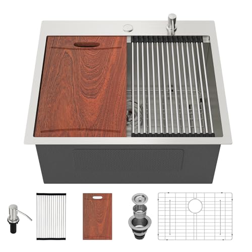 Lordear 25-Inch Drop-In Workstation Laundry Sink