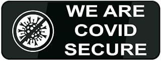 Acrylic Plastic Signs for Wall Covid Secure Company Business Shop Retail Sign Durable, Long Lasting with Double Sided Tape 9x3 Inch